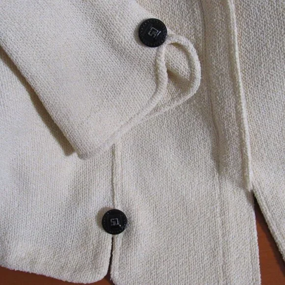 St John Collection Knit Yellow 3/4 Sleeve Blazer Zipper Closure Size 12
